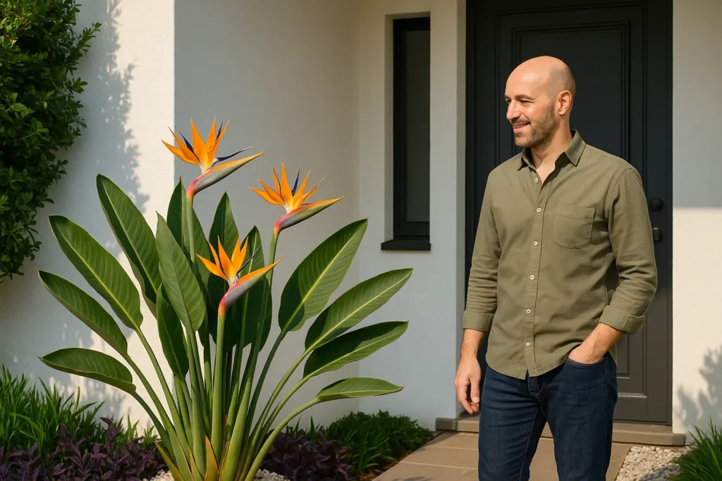 Ave-do-paraíso na entrada do jardim 4 formas de destacar a strelitzia