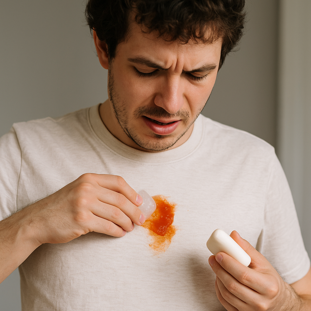 Como tirar mancha de molho de tomate da roupa com gelo e sabão neutro