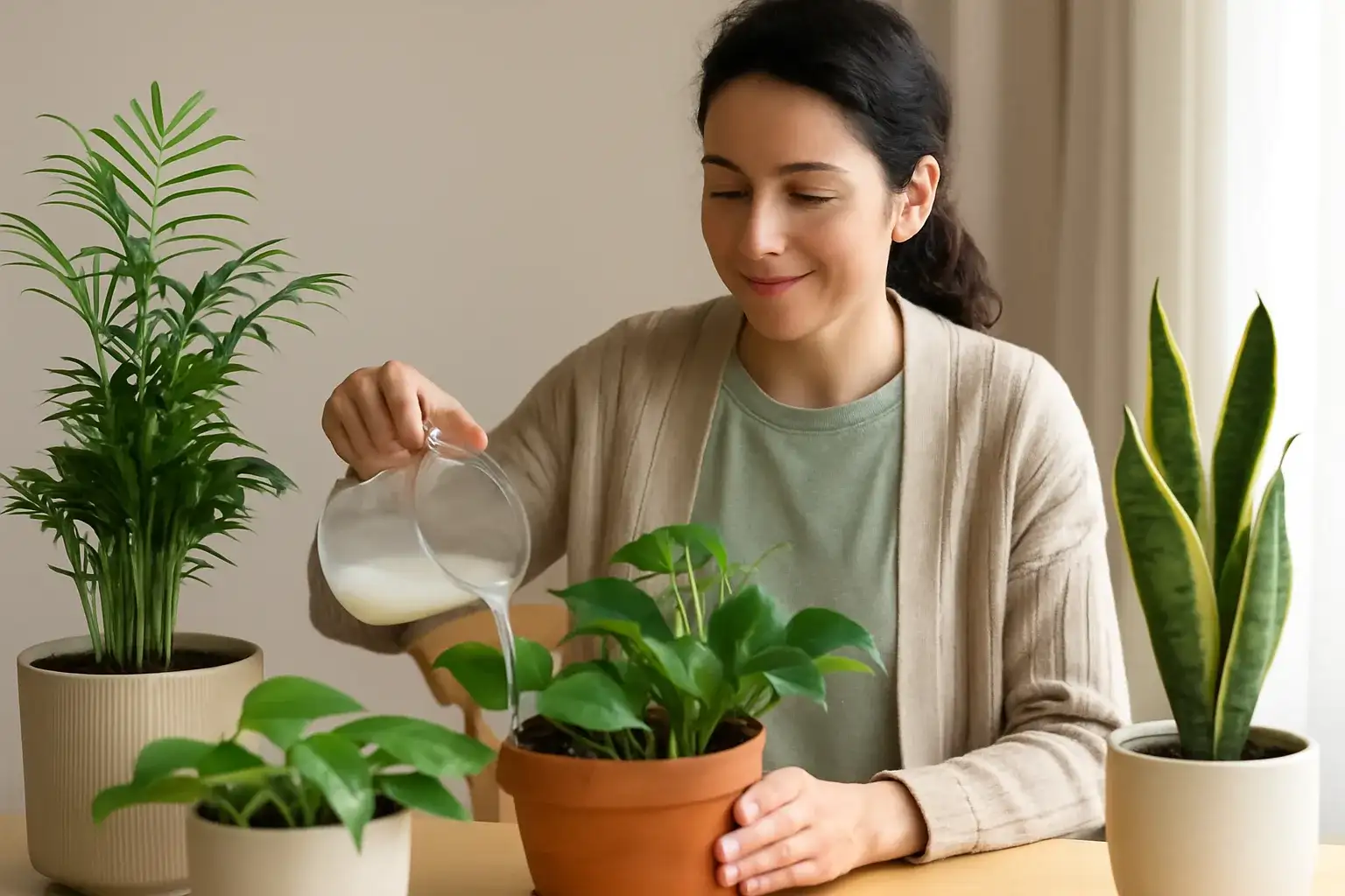 Água de arroz deixou minhas plantas mais bonitas e fortes