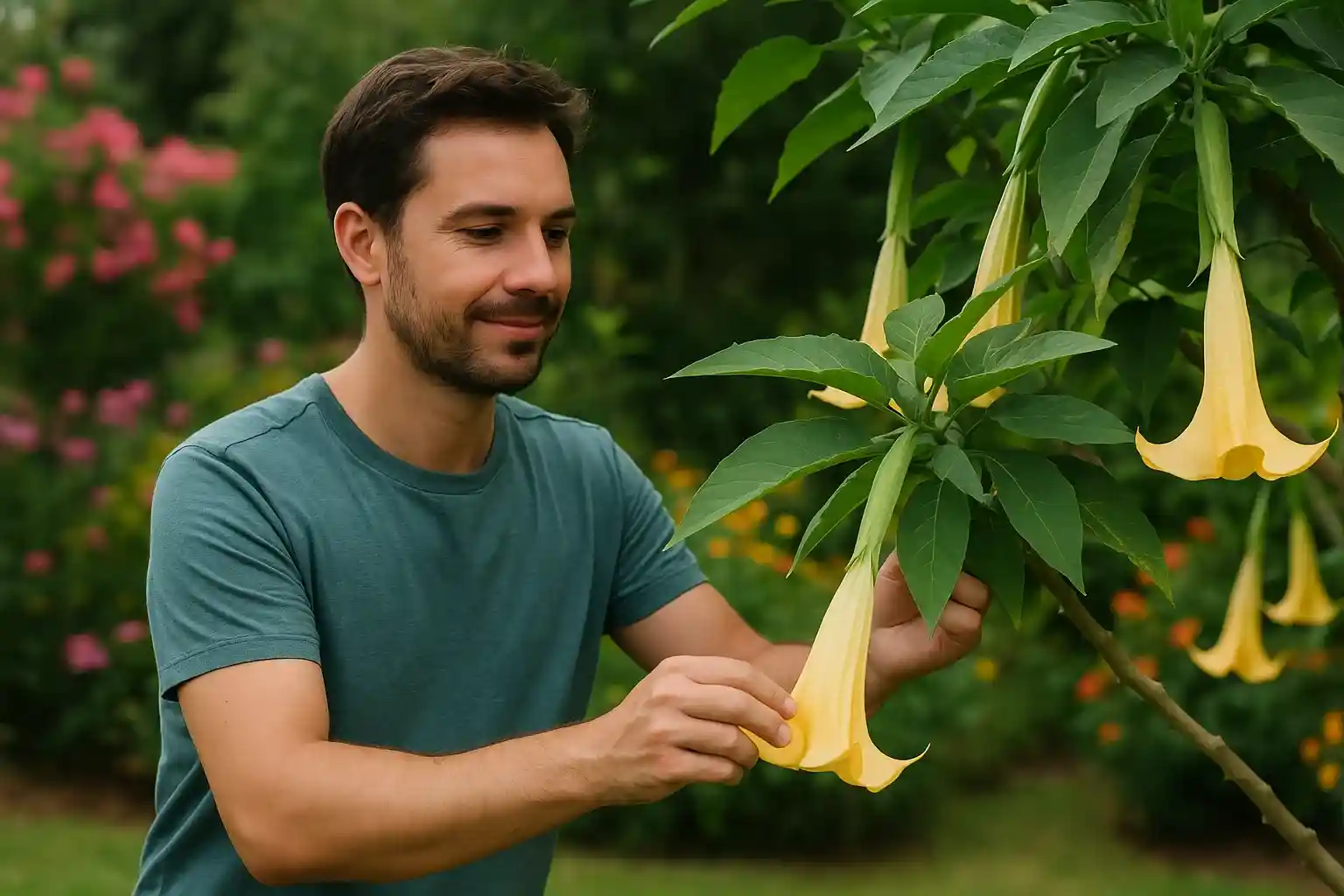 Como plantar trombeta-de-anjo e cuidar das flores pendentes